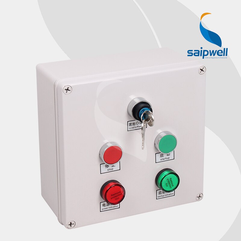 200*200*95mm Push Button Switch Box Met Signaal Licht/Knop Controle Station Switch Box/ waterdichte Doos (SP-2020S-A005)