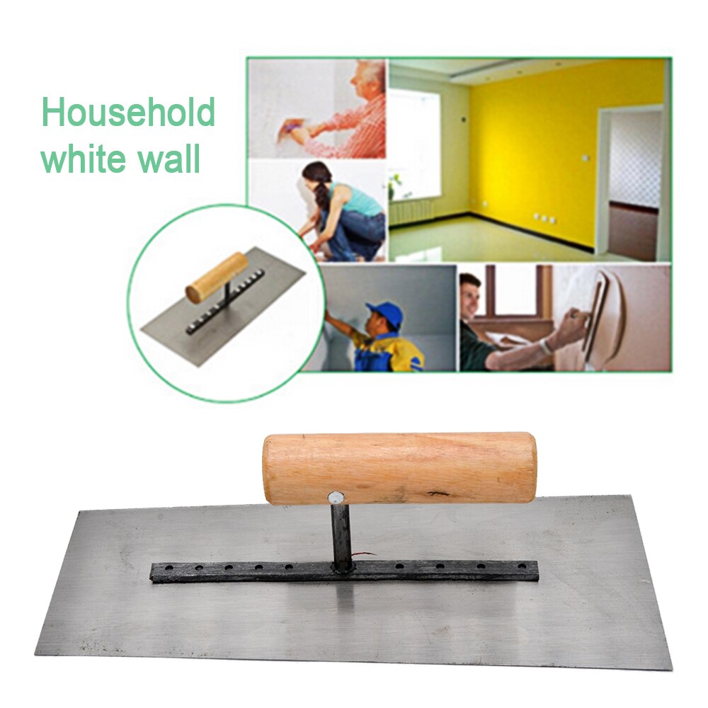 Plastering Gauging Trowel Square Edged Tip with Wood Handle Flooring Grout Float Tiling Tool Wall Concrete Scraping Tool