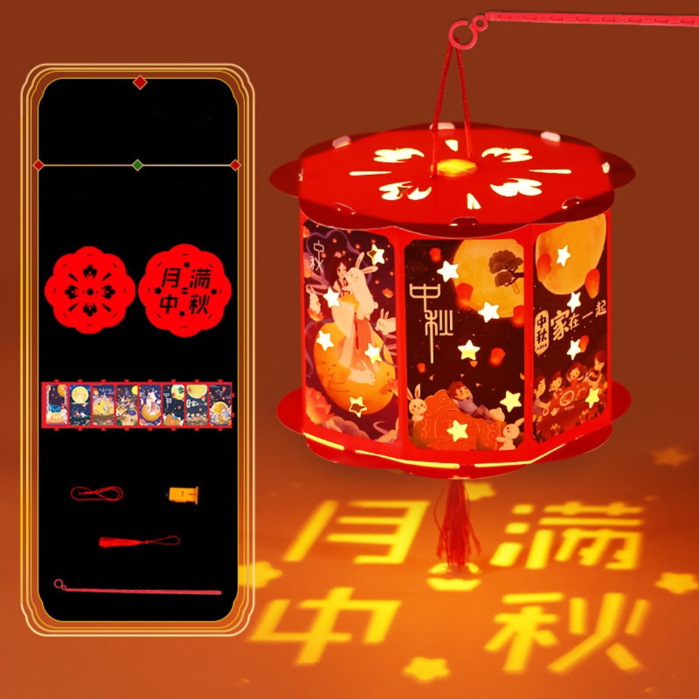 Linterna portátil china de dibujos animados, bendición tradicional, lámpara de papel de mano, linterna LED Cultural hecha a mano, juguetes para Festival de mediados de otoño: Verde menta
