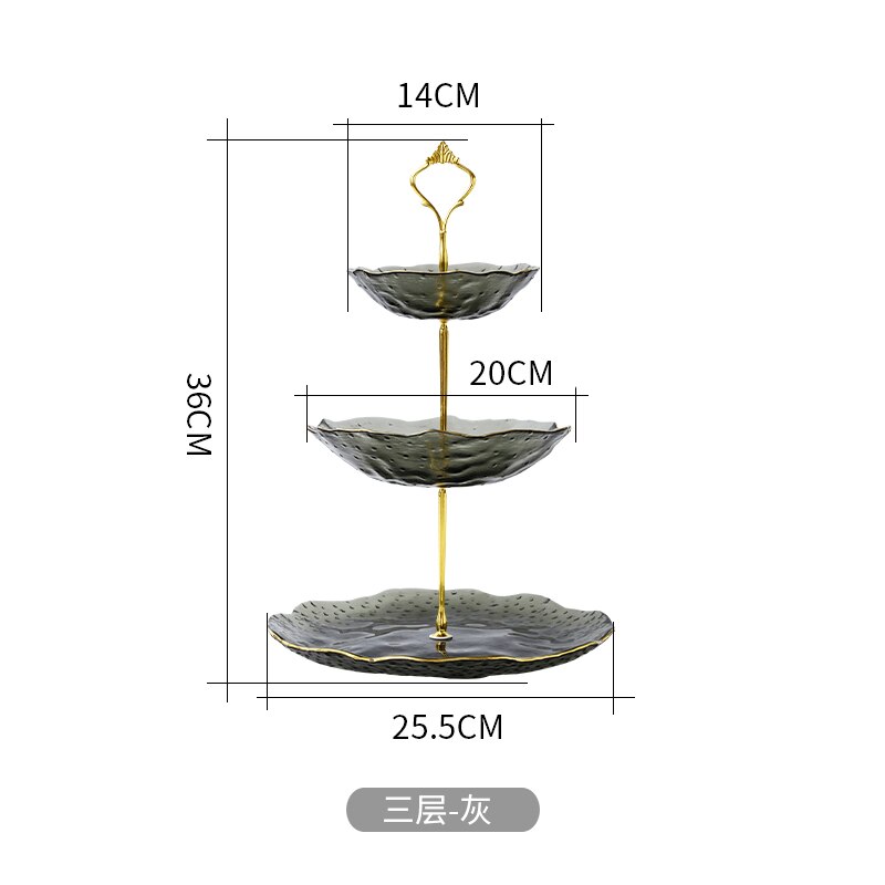 Nordic light luxury 3 layer cake tray double dessert fruit tray living room home dried fruit snack candy tray