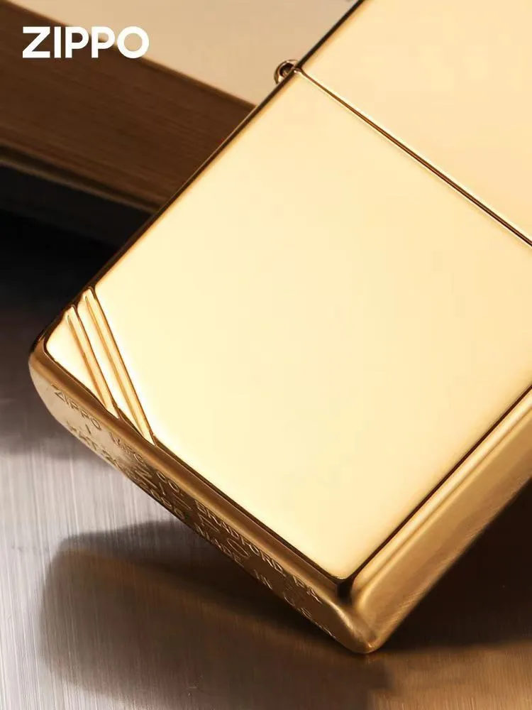 Zippo aansteker Hooggepolijst messing met schuine winddichte collectie in doos