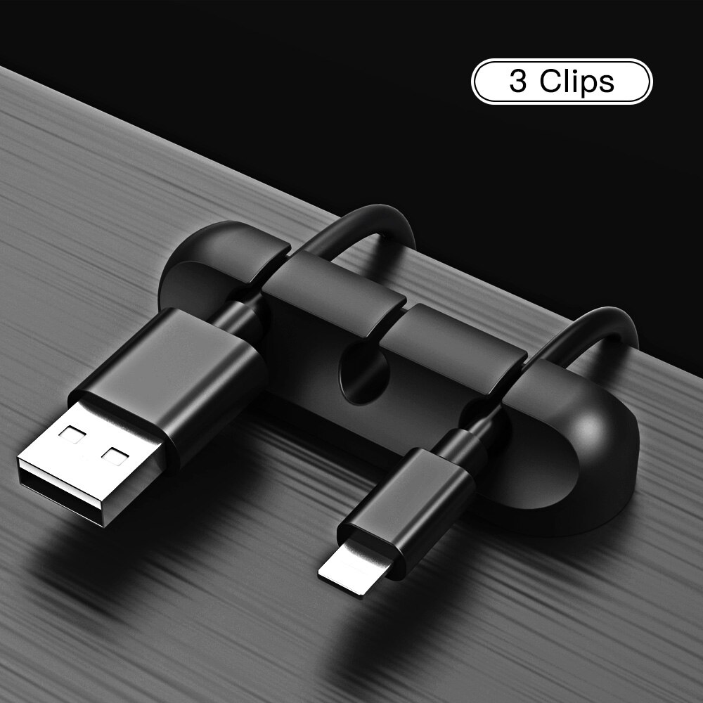 Usb kabel opruller efterbehandler kabel arrangør datakabel fastgørelsesklemmer skrivebord kabel håndtering ladekabel holder til musetastatur: 3 huller
