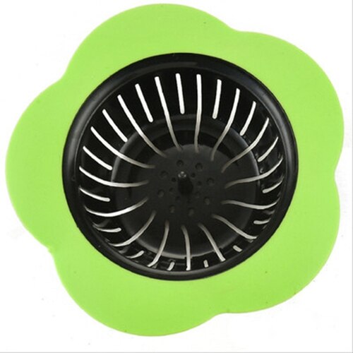 Colador antibloqueo para fregadero de cocina, con forma de flor, tapa del desagüe del fregadero, Filtro de desagüe para pelo, accesorios de baño: Verde