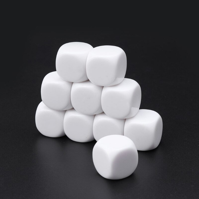 10Pcs/Set Blank Dice 16mm Acrylic Die Family Party DIY Games Write Printing Kid Toys Fun