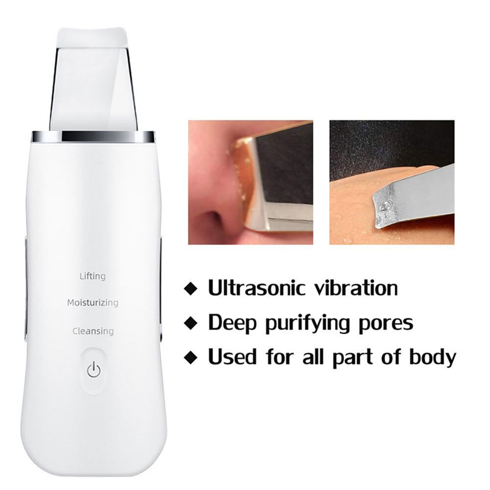 Ultrasonic Skin Scrubber Deep Facial Cleaner Machine Peeling Shovel Face Pore Cleaner Face Skin Scrubber Face Lift Machine