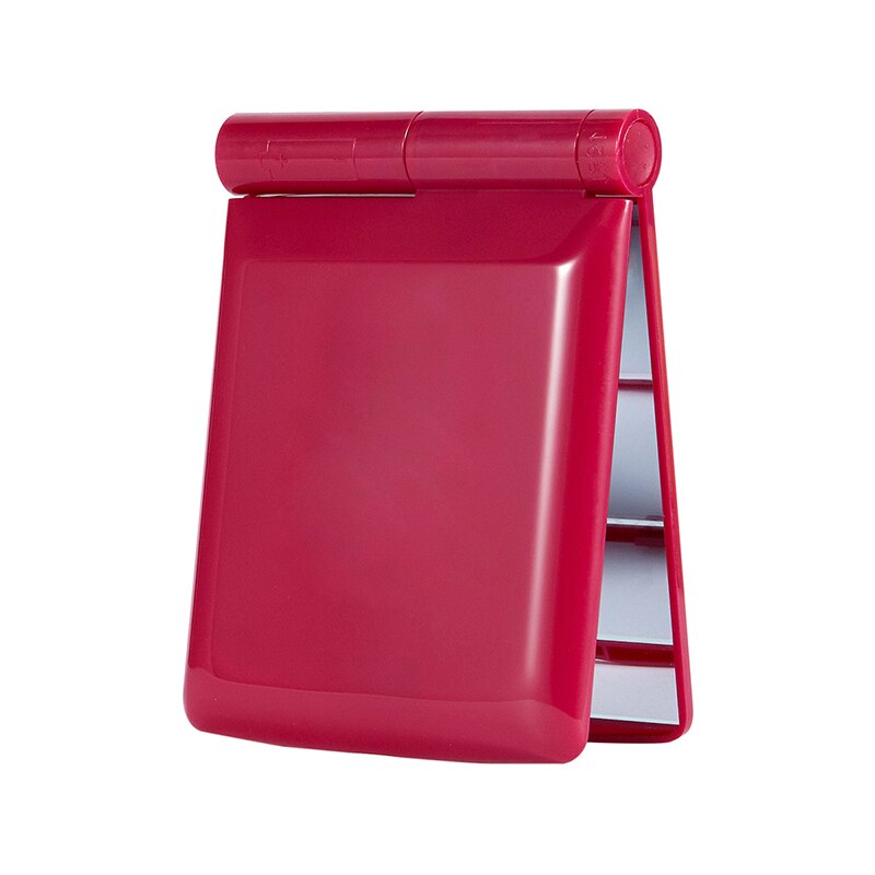 Lamper dame foldbare makeup spejle 1 stk 8 led lys dame kosmetik håndfoldbart bærbart kompakt lommespejl: Ferskenrød