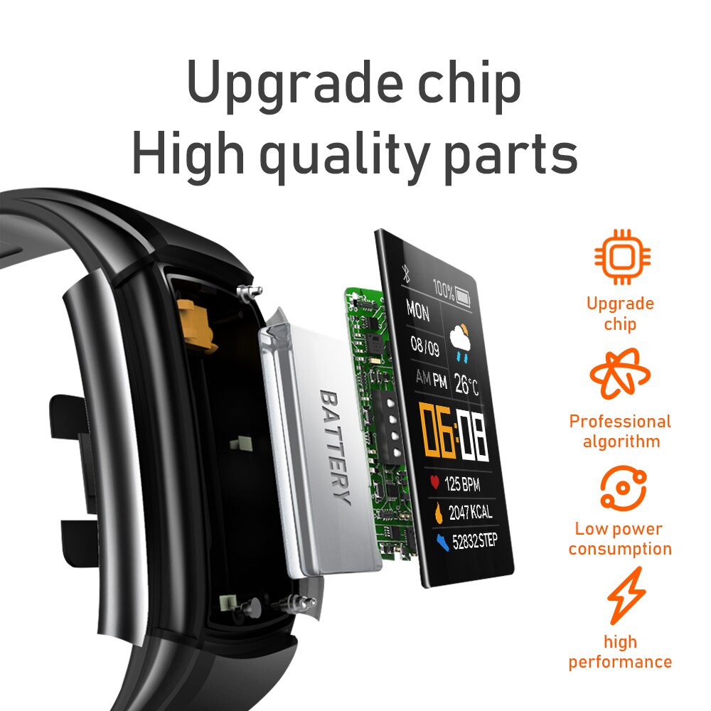 C5S Smart Bracelet Blood Pressure Bluetooth Heart Rate Fitness Information Tracker Watch Reminder Smart Band For Men Women