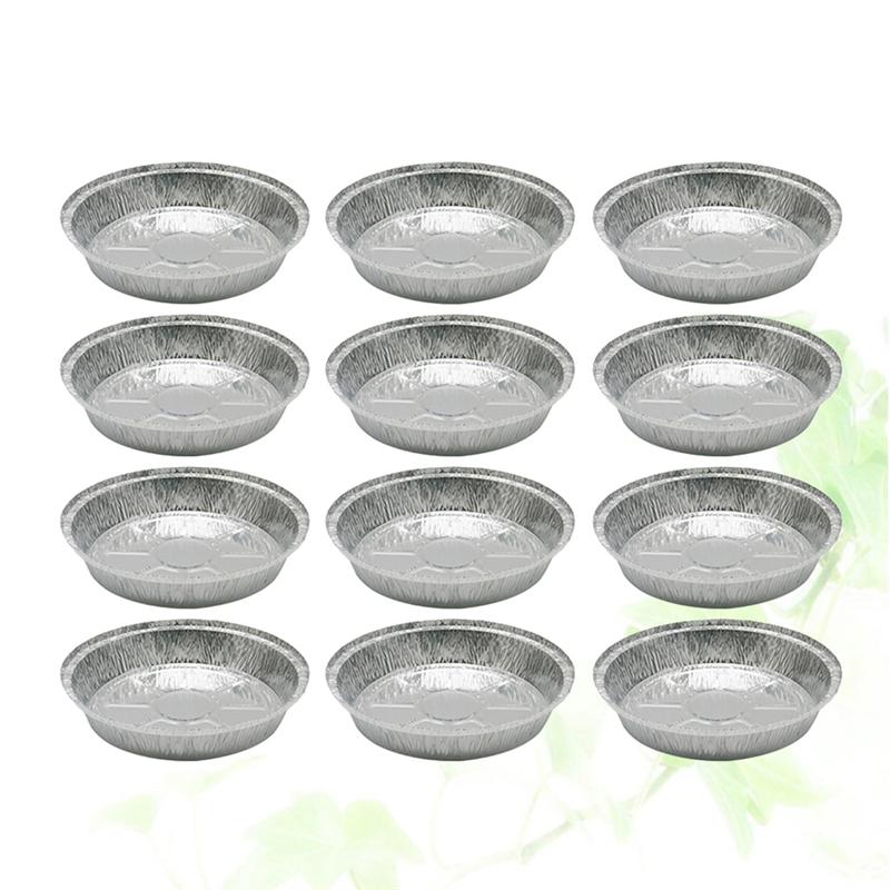12 stuks 1400ml aluminiumfolie kommen 9 inch aluminiumfolie ronde wegwerpbarbecueschaal taartvormen voor zelfgemaakte cakes en taarten (zonder deksel)
