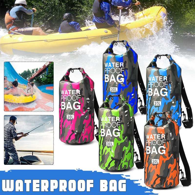 Pvc waterdichte opvouwbare camouflage droogzak outdoor strand duiken kamperen wandelen rugzak droogzak 30l