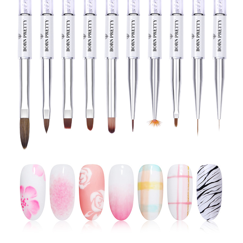 Geboren Pretty Nail Schilderij Borstel Liner Uv Gel Brush Acryl Nail Art Tekening Pen Voor Stripling Mengen