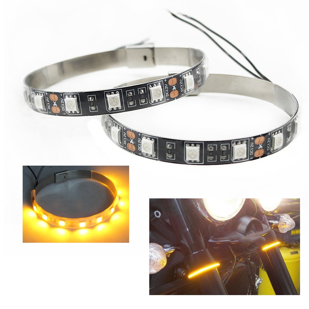 DRL Turn Signal LED Light Strip on Front/Rear Fork Shock Absorber For Suzuki GSR GSXR 600/750 GSXS 1000 HAYABUSA B-KING KATANA