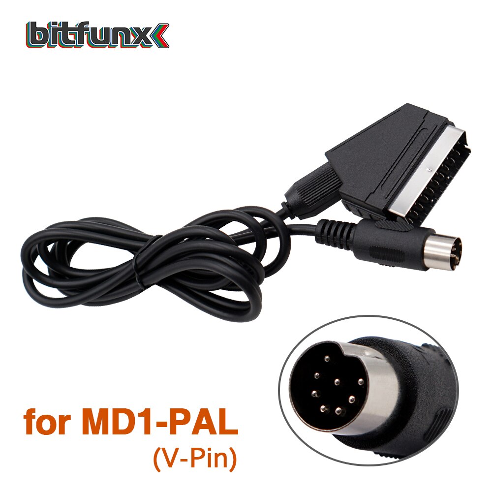 Bitfunx Scart Cable 1,8 m para PS2/PS1/Dreamcast/SEGA MD1/MD2Megadrive 1/Génesis 1/XBOX/WII/Saturn Video juego de Cable: for MD1-PAL