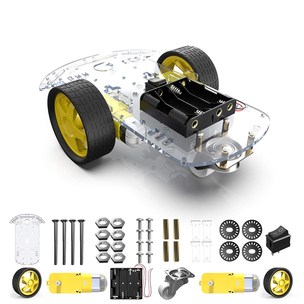 Kits de châssis de voiture intelligente Robot 2/4WD avec encodeur de vitesse pour Arduino 51, Kit de voiture intelligente à monter soi-même pour étudiant