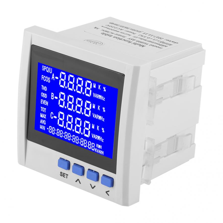 Multifunction 3-Phase Electric Current Voltage Frequency Power Energy Meter V A Hz kWh RS485 Voltage Meter