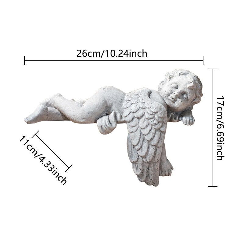 Vintage engel skulptur statue sovende engel dekoration harpiks håndværk have gårdsplads villa væg skrivebord dekoration: Default Title