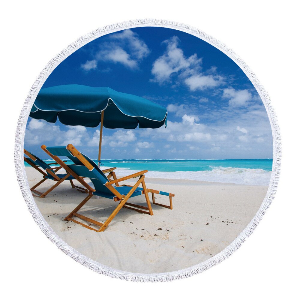 Strandpatroon zomer grote microvezel bedrukte ronde strandlakens met kwastjes kunnen worden gebruikt als badhanddoeken en omslagdoeken: 2