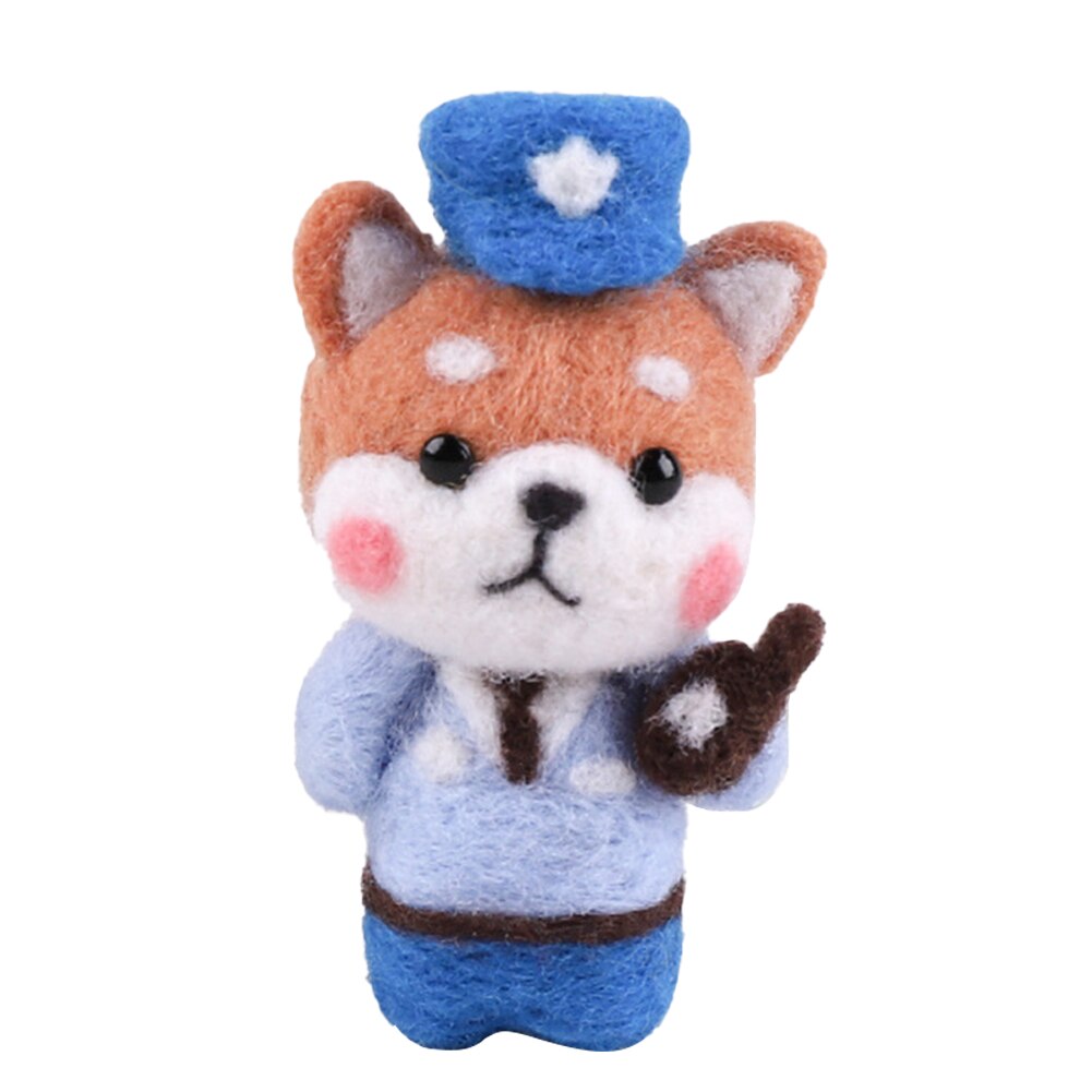 Paquete de fieltro artesanal, Kit de Material de aguja artesanal de fieltro de lana para muñeca de perro pokeed, juguete hecho a mano no terminado, traje artesanal de fieltro: Police