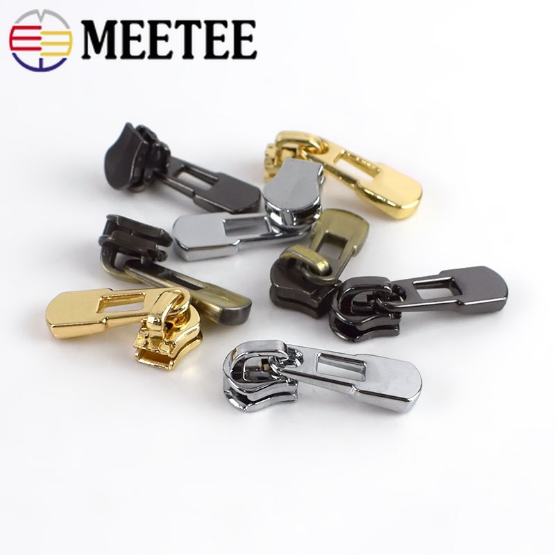 Deslizadores metálicos con cremallera para prendas con cremallera, Kit de reparación de cabezas de cierre con cremallera, accesorios de costura de ropa DIY, KY825, 3 #, 10 Uds.