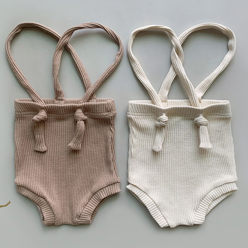 Pagliaccetto con cinturino a costine in tinta unita per abbigliamento per ragazzi tuta per bambini traspirante in cotone estivo per bambino
