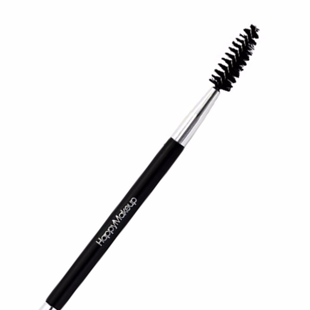 Pinceles de maquillaje de ojos faciales portátiles para mujeres, herramienta cosmética de cepillo de cejas, doble cabeza, mango de madera, pestañas, brocha para mejillas, peine