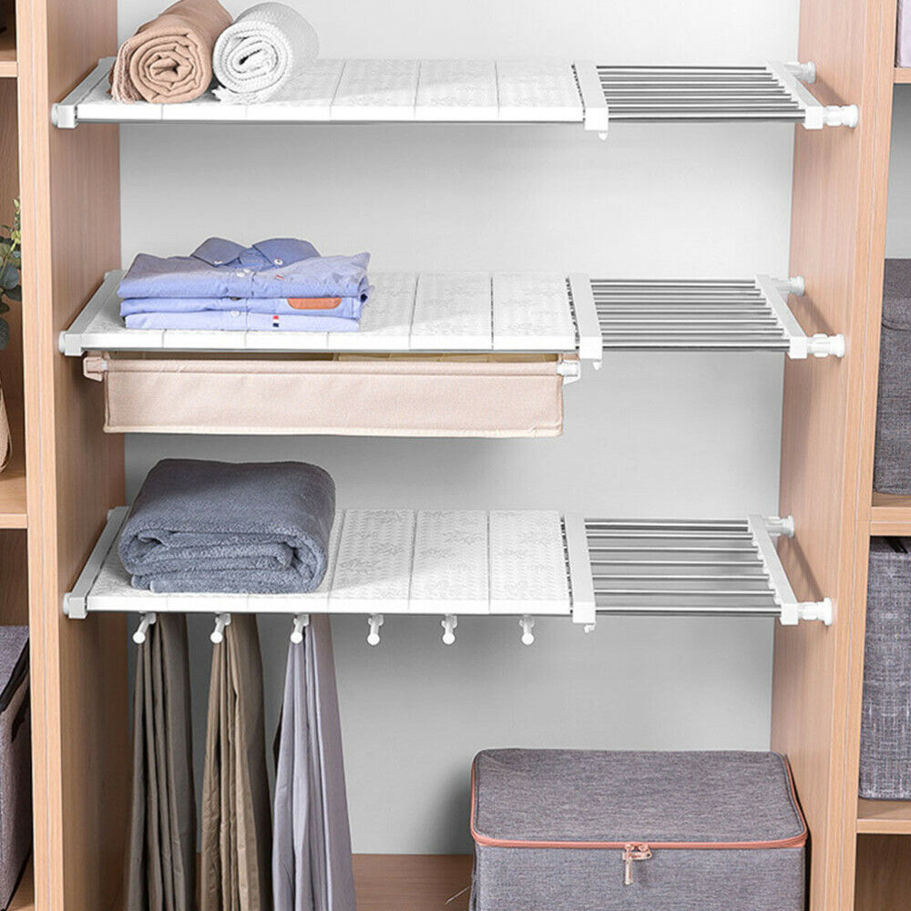 Closet Dividers Shelf Drawer Dividers Expandable Separator Nail-Free Storage Rack Shelf for Kitchen Bathroom Wardrobe