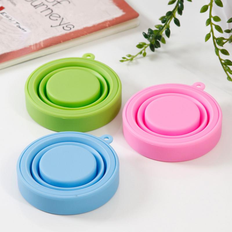 Vasos plegables de silicona retráctiles para niños, portátil de taza de agua Color caramelo, suministros de viaje al aire libre, 1 ud.