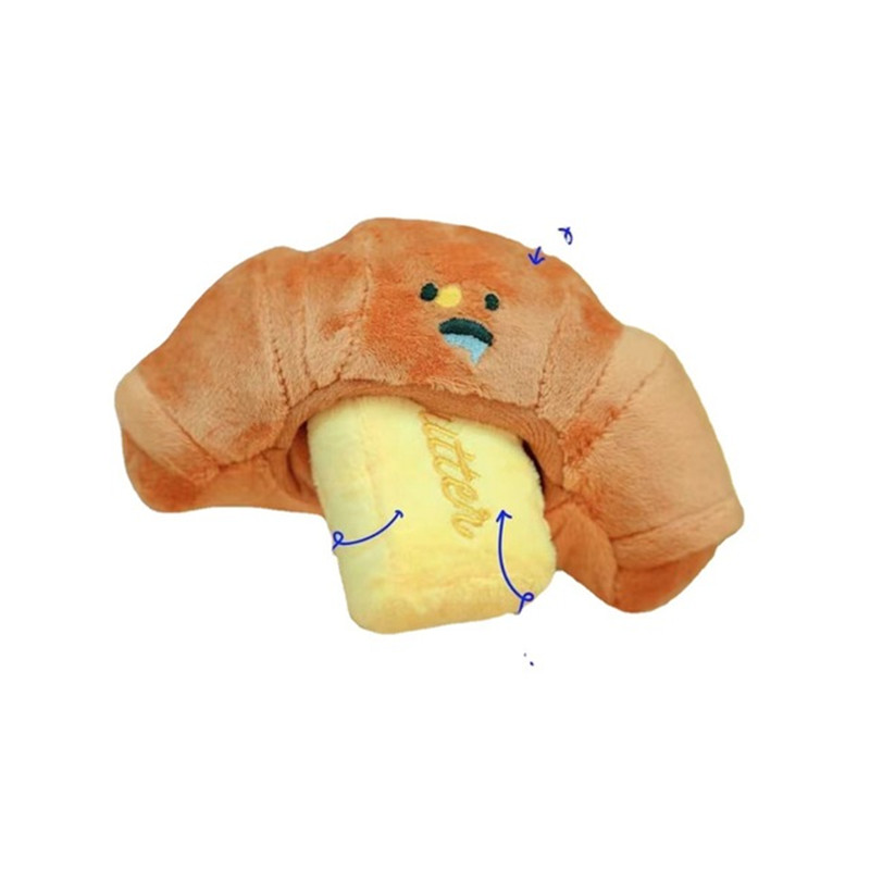 Juguete de peluche con sonido para perro y mascota, Croissant de Corea del Sur, comida oculta, olfateando, juguete de entrenamiento para masticar, suministros para mascotas