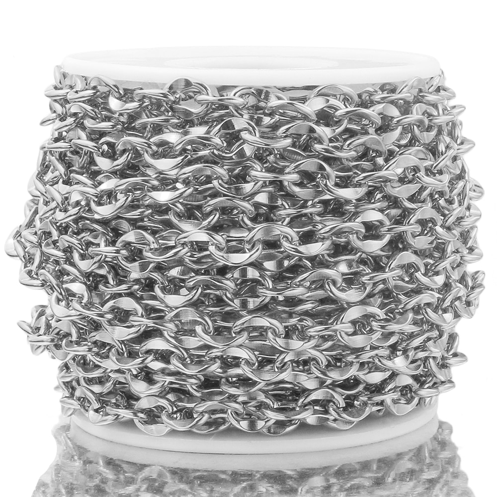 1 meter rostfritt stål guld rolo kabelkedjor platt tråd chic läppar kedja för armband halsband gör diy kedja smycken tillbehör: Stål