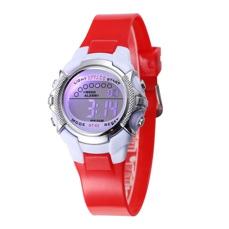 Stijlvolle Sport Elektronische Horloges Led Digitale Roze Lichtgevende Horloge Voor Meisjes Jongens Relogio Infantil