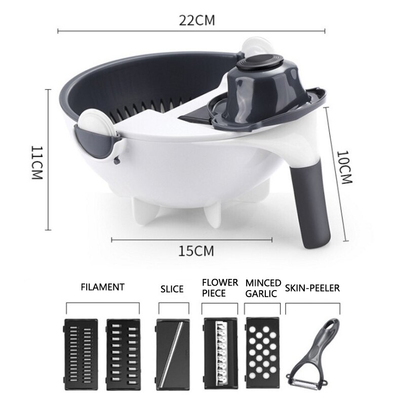 Multifunctional Vegetable Grater,Carrot Cutter,Potato Slicer, Mandoline Slicer with Storage Drain Basket - Grater For Vegetables