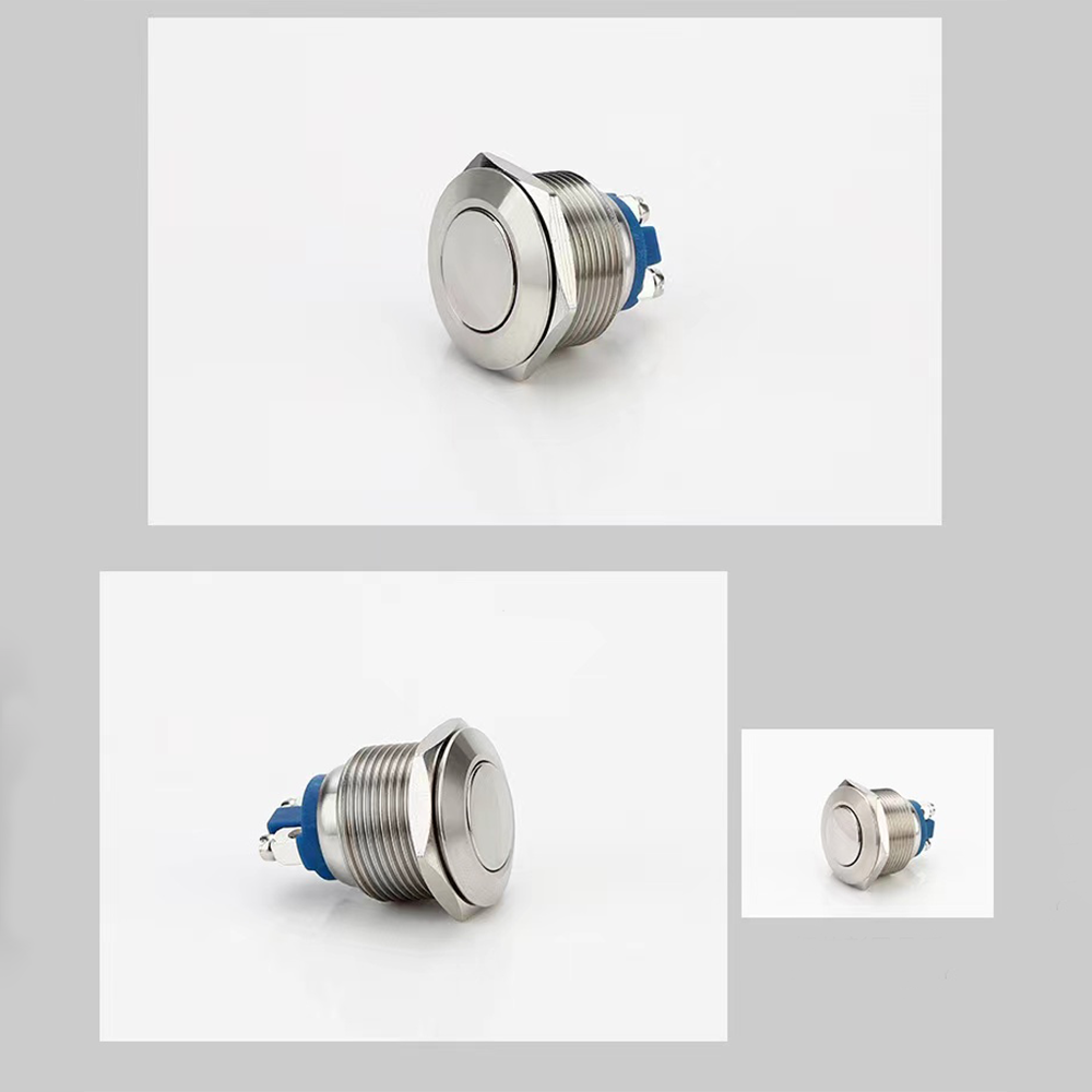 Momentary Push Button Start Stop Power Switch Metal Without Fixation Backlit Connected Electrical On Off High Flat Ball Round