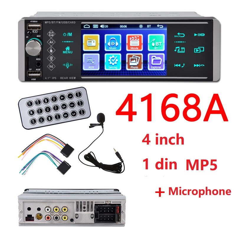 Car Multimedia Player Autoradio Car radio 1din 5.1" touch screen auto audio mirrorlink Android stereo bluetooth rearview camera: 4168A with mic