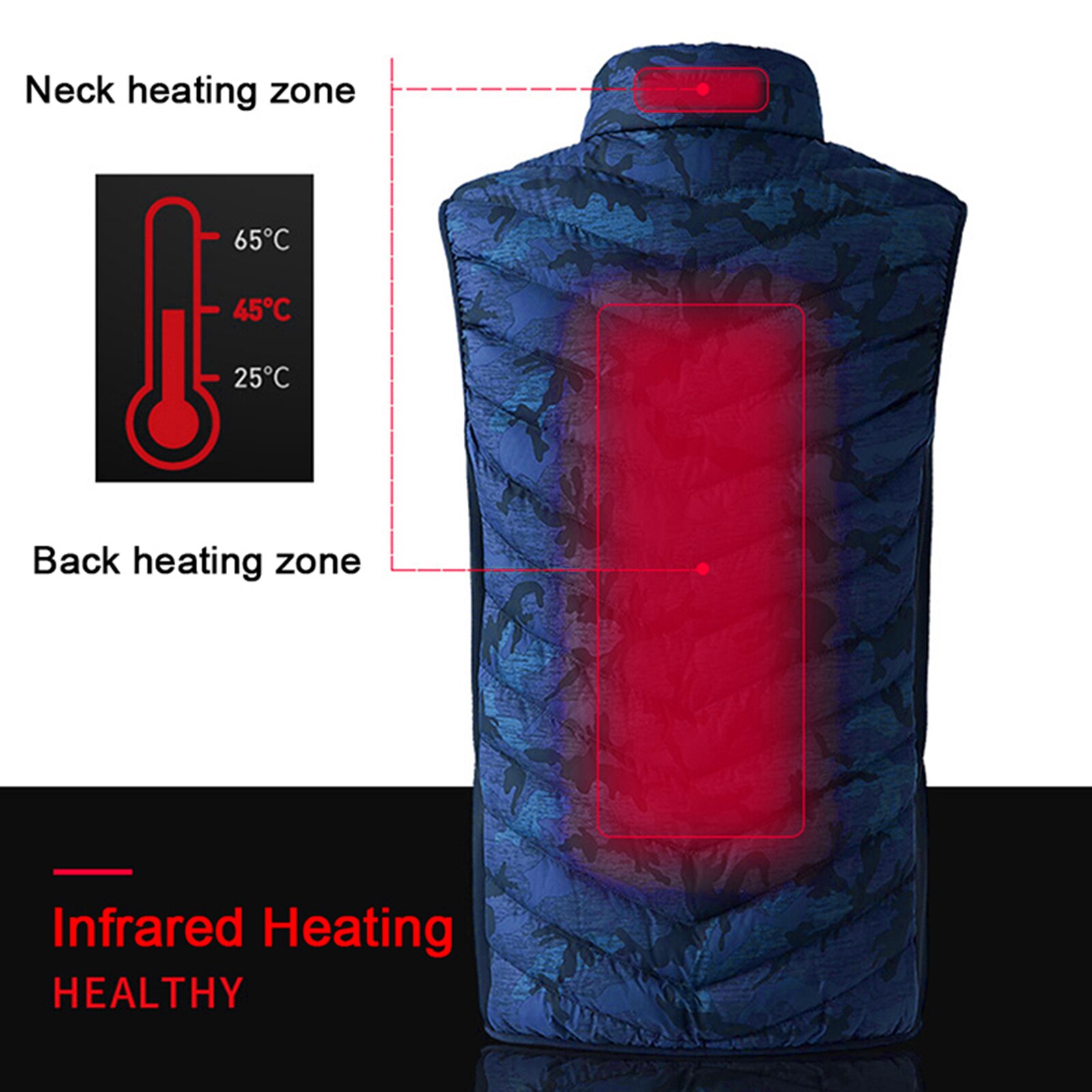 Warme heren winter usb infrarood verwarming vest flexibele elektrische thermische vest vis wandelen outdoor jassen fietsen motorfiets