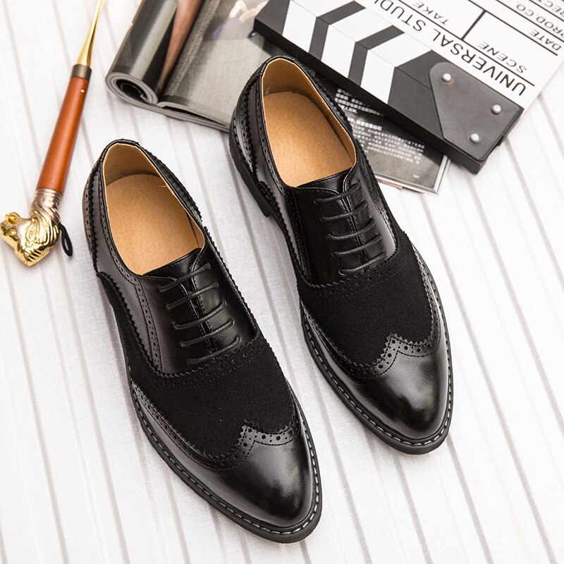 Wit Bruin Italiaanse Stijl Mannen Formele Lederen Schoen Gentleman Rokkostuum Schoenen Wing Tip Volledige Brogue Wedding Party oxfords