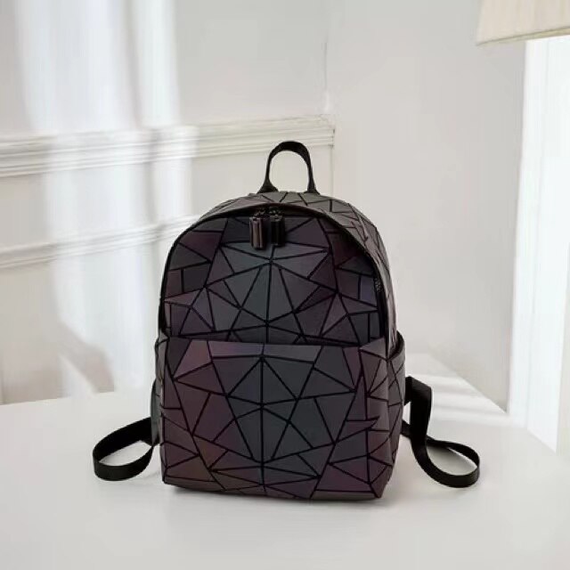 Holographic Luminous Rhombus Geometric Bag Cool Colorful Portable Diagonal Backpack: Style 1