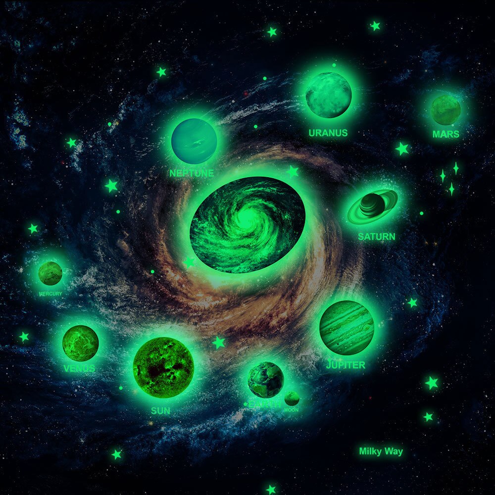 Galactisch systeem maan sterrenhemel gloeiende stickers glow in the dark ster muursticker slaapkamerdecoratie woonaccessoires