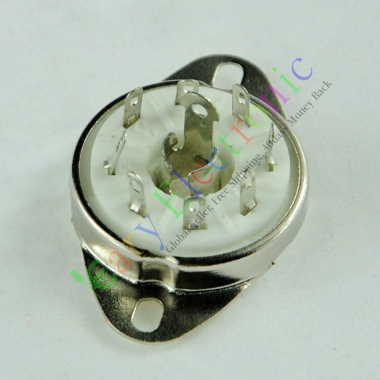 8-Piece Ceramic Vacuum Tube Socket - Silver 8-Pin Loctal Valve Base for Audio Amps
