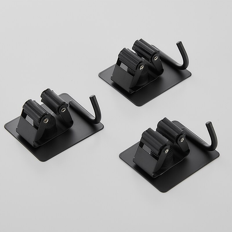 Salon balai et serpillère support inox robe crochets installation sans vis noir salle de bain étagères parapluie étagère de rangement