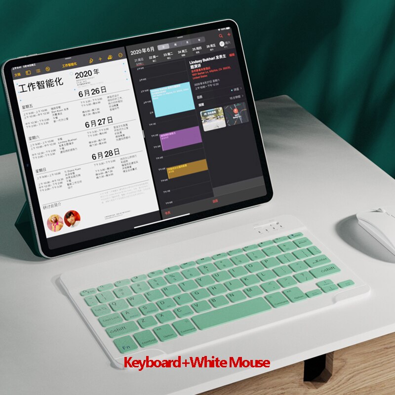 Bluetooth Keyboard and Mouse Universal Phone Keyboard for iPad Samsung Table Wireless Mouse Keyboards Rechargeable Ultra Thin: one set green