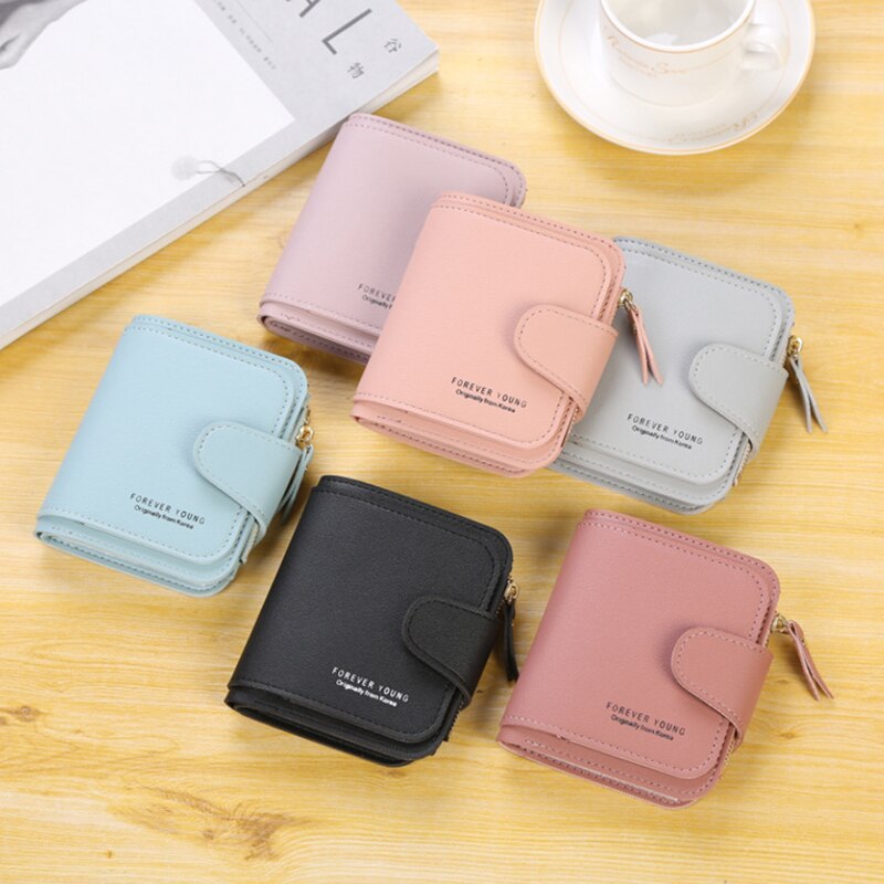 ladies short casual zipper buckle small card bag super soft leather pocket small handbag, wallet, card bag purse