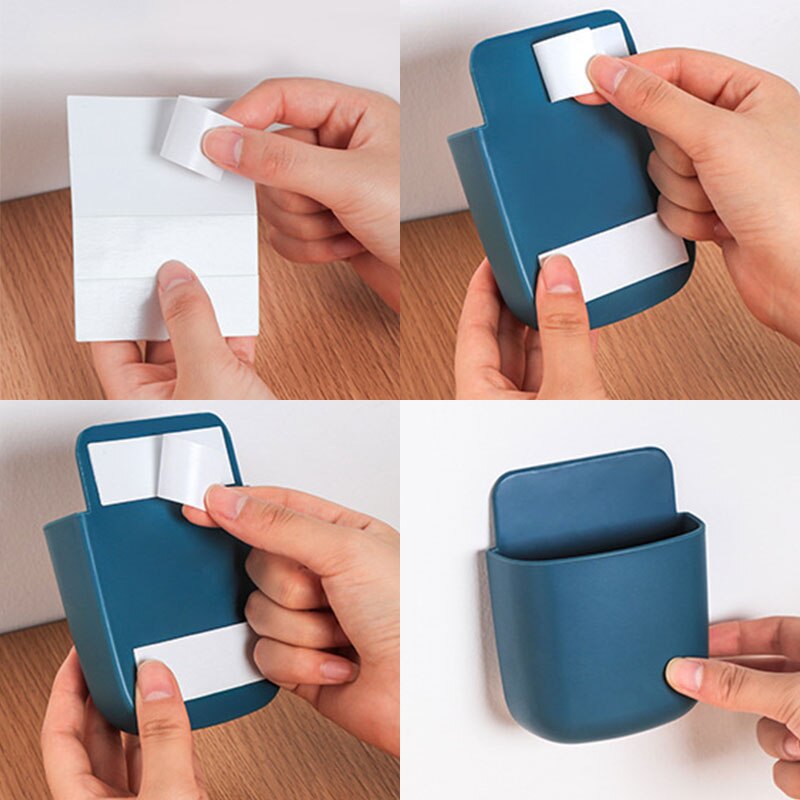 Caja de almacenamiento para mandos a distancia, Caja de almacenamiento montada de pared, aire acondicionado, mando a distancia, TV, carcasa de teléfono con soporte