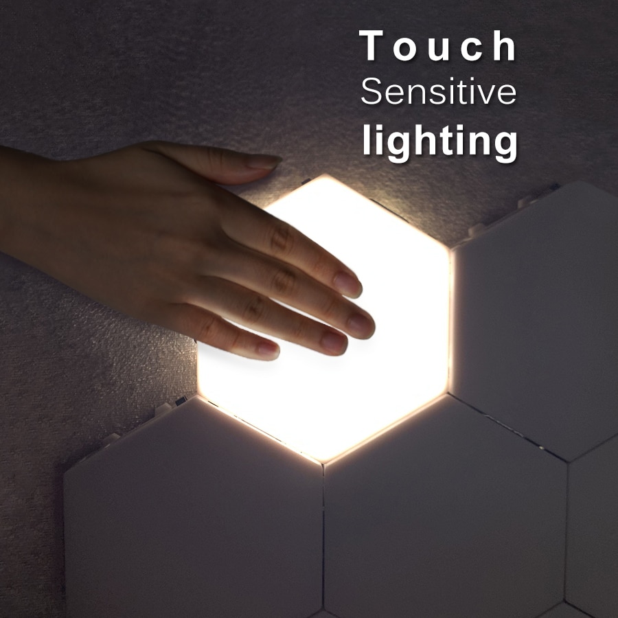 Bricolage lampe quantique LED lampe hexagonale sensible au toucher modulaire veilleuse magnétique hexagones décoration créative applique murale