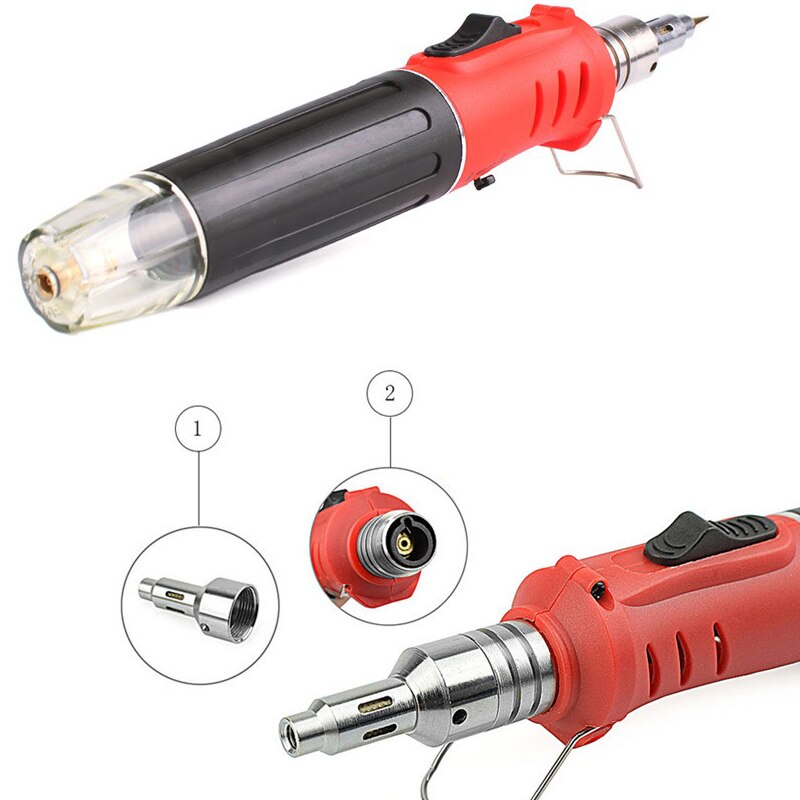 10 STKS HS-1115K Multifunctionele Butaangas Soldeerbout Draadloze Soldeer Lastoorts Kit Draadloze Soldeer Warmte Gun Butaan Fakkel Draagbare Gas Soldeerbout (Handle red model