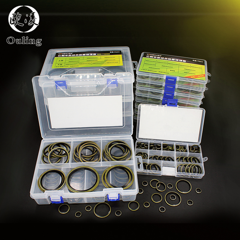 Joint d'étanchéité m6 m8 m10 m12 m14 m16 m18 m20 ~ m60, rondelle collée, bouchon de vidange d'huile en caoutchouc métallique, ensemble d'assortiment de joints d'étanchéité