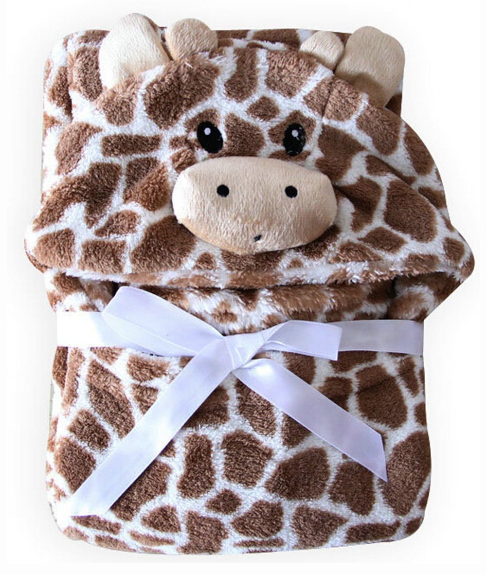 Pudcoco nyfødte ids børn dreng pige håndklæde giraf bjørn formet baby hætteklædte badekåbe 100cm søde tæppe baby bad tegneserie mønster: Brun