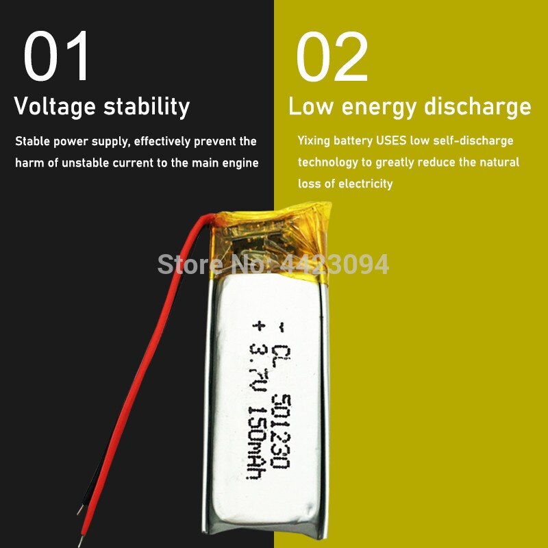 501230 3.7V 150 Mah Oplaadbare Lithium Polymeer Batterij Voor Bluetooth Headset Muis Armband Polshorloge 051230 Slimme Armband