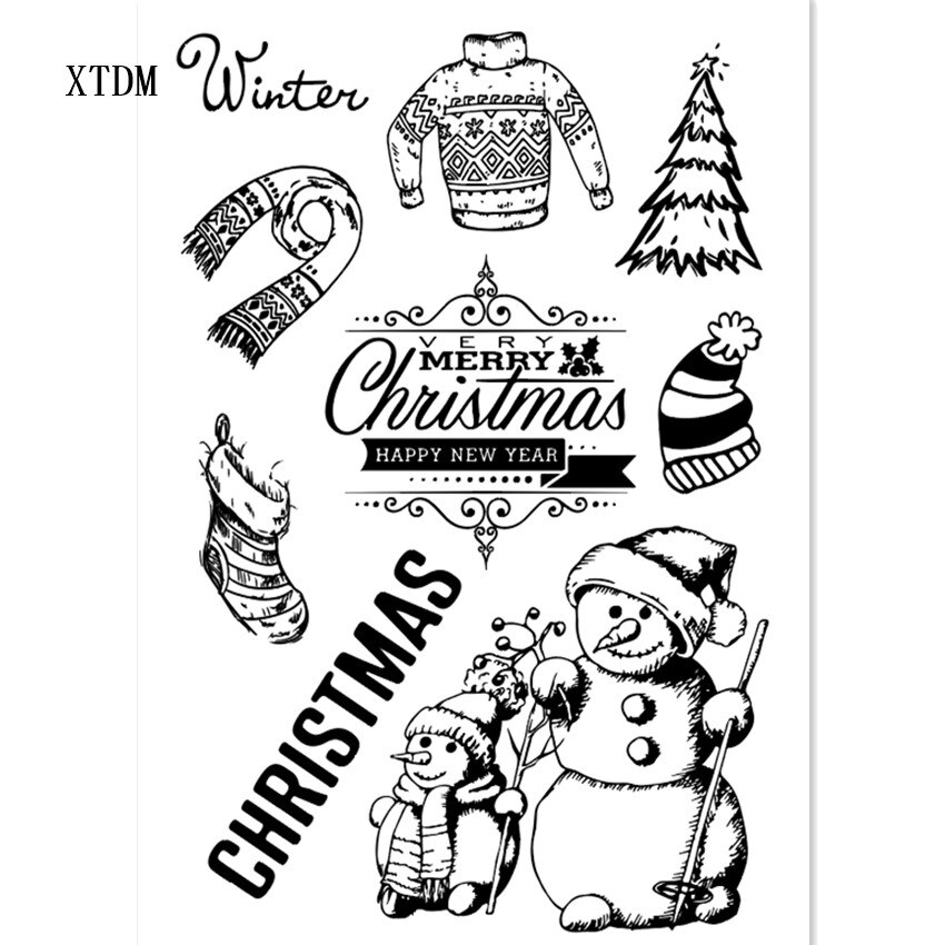 merry Christmas Transparent Clear Stamps / Silicone Seals Roller Stamp for DIY scrapbooking photo album/Card Making