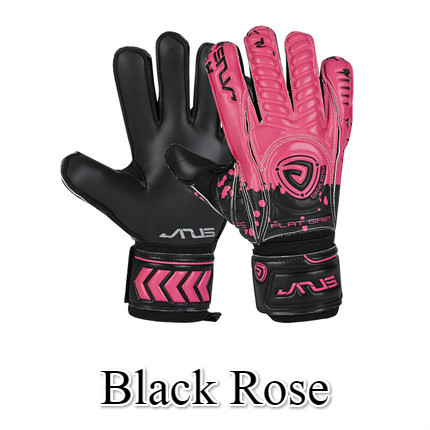 JANUS Soccer Goalkeeper Gloves With Finger Protection Thickened 4mm Latex Football Goalie Gloves Goal keeper Gloves: Black Rose / 9