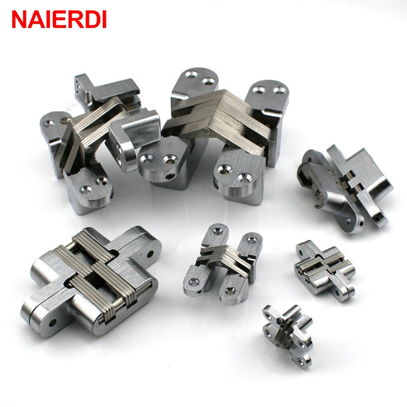 NAIERDI-4013 304 Edelstahl Versteckte Scharniere 13x60MM Invisible Verdeckte Klapp Tür Scharnier Mit Schraube Für Möbel Hardware