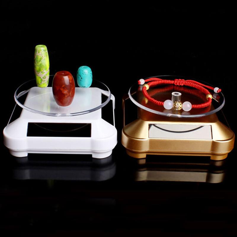 Akryl telefon display stander solenergi elektrisk roterende display stand bakke smykker tilbehør prop stand intet batteri inkluderet
